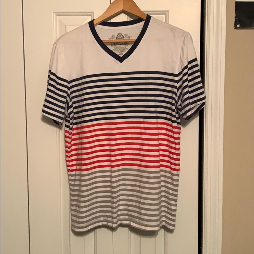 American Rag V-Neck (White/striped)